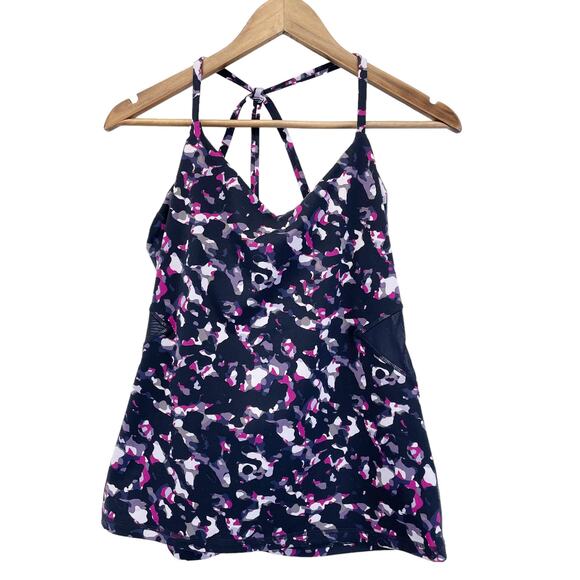 Yummie Heather Thomson Womens Hillary Strappy Tank Top Stained Glass Blue L - Picture 2 of 9